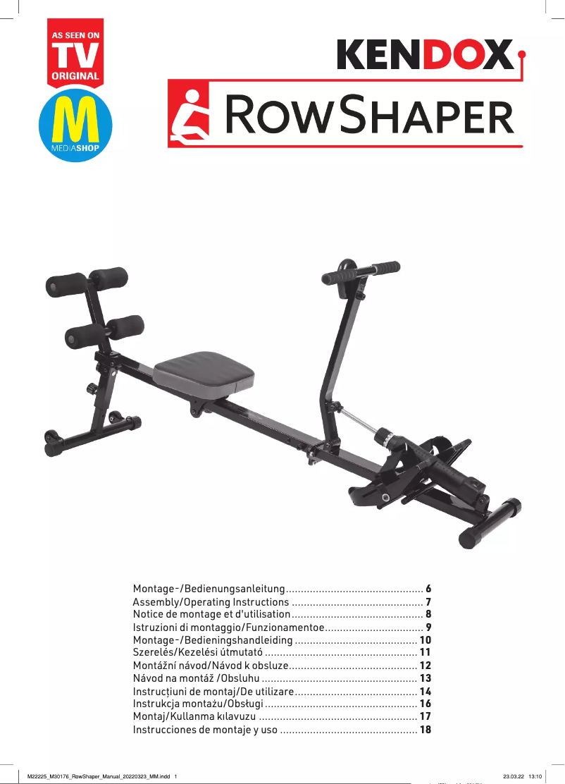 Imagen de la primera página del manual del dispositivo Rowshaper