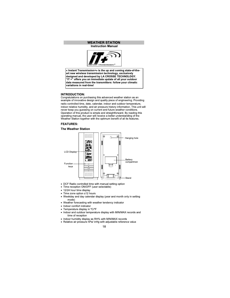 Página nº 1 - Manual de usuario La Crosse Technology WS7394