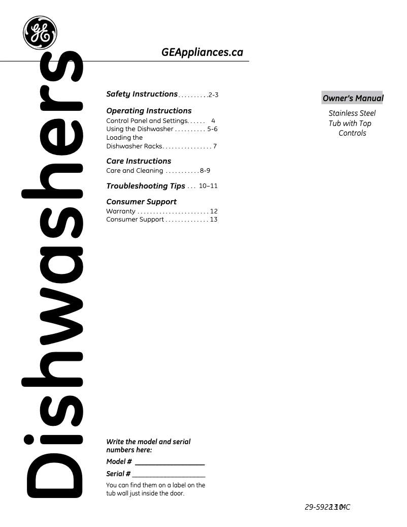 Página 1 del manual Manual de usuario GE GDT696SSFSS