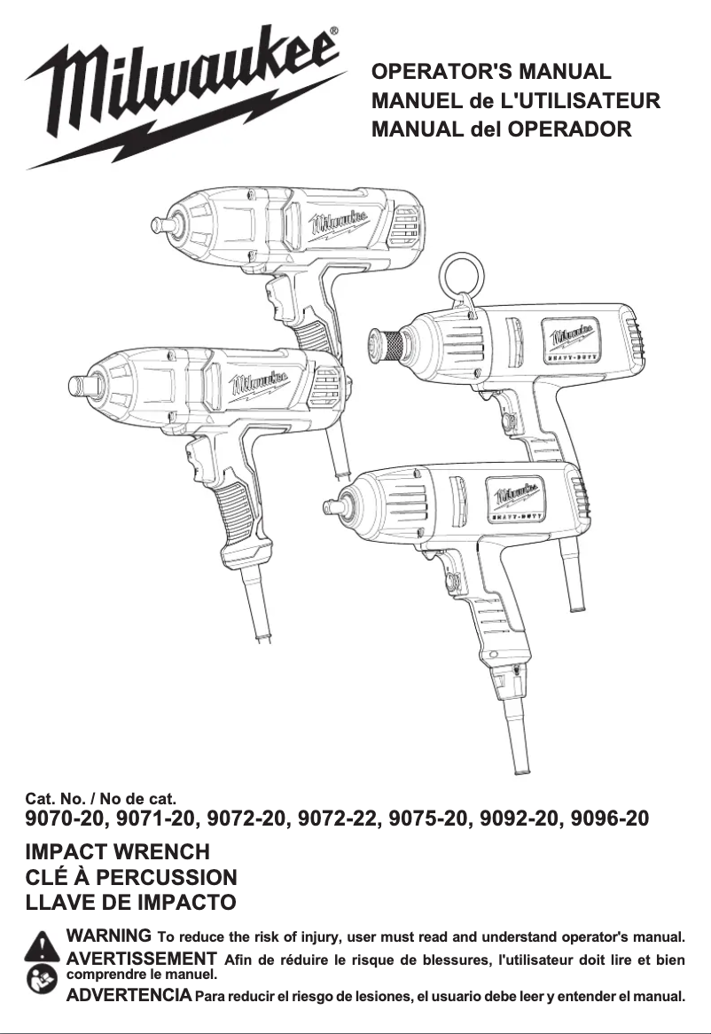 Página 1 del manual Manual de usuario Milwaukee 9096-20