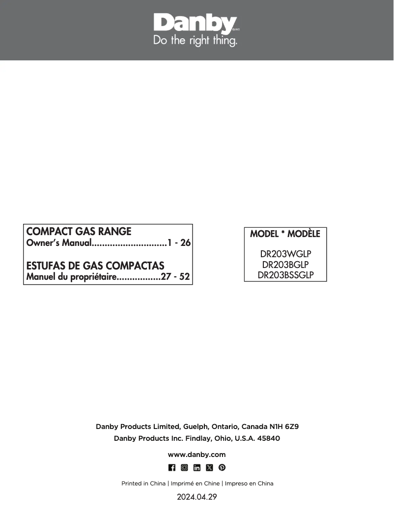 Página nº 1 - Manual de usuario Danby DR203BGLP