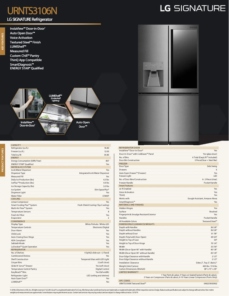 Imagen de la primera página del manual del dispositivo Signature URNTS3106N