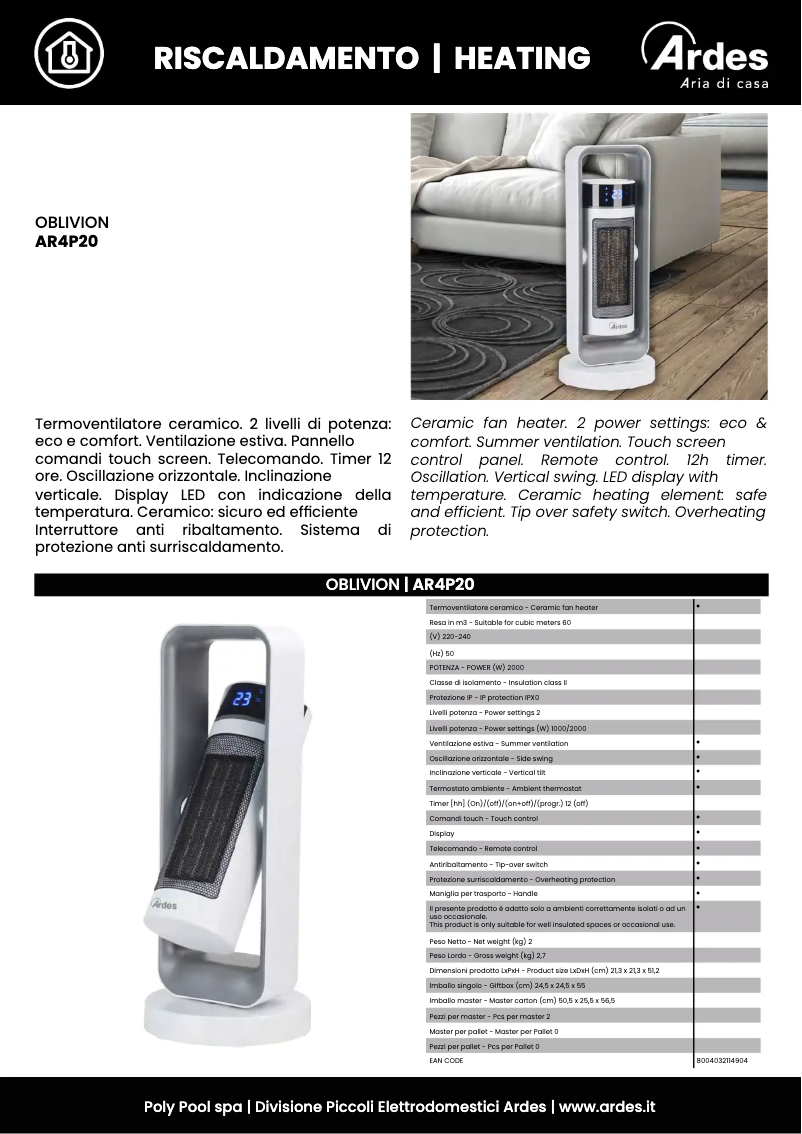 Imagen de la primera página del manual del dispositivo AR4P20