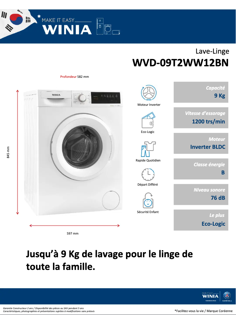 Imagen de la primera página del manual del dispositivo WVD-09T2WW12BN