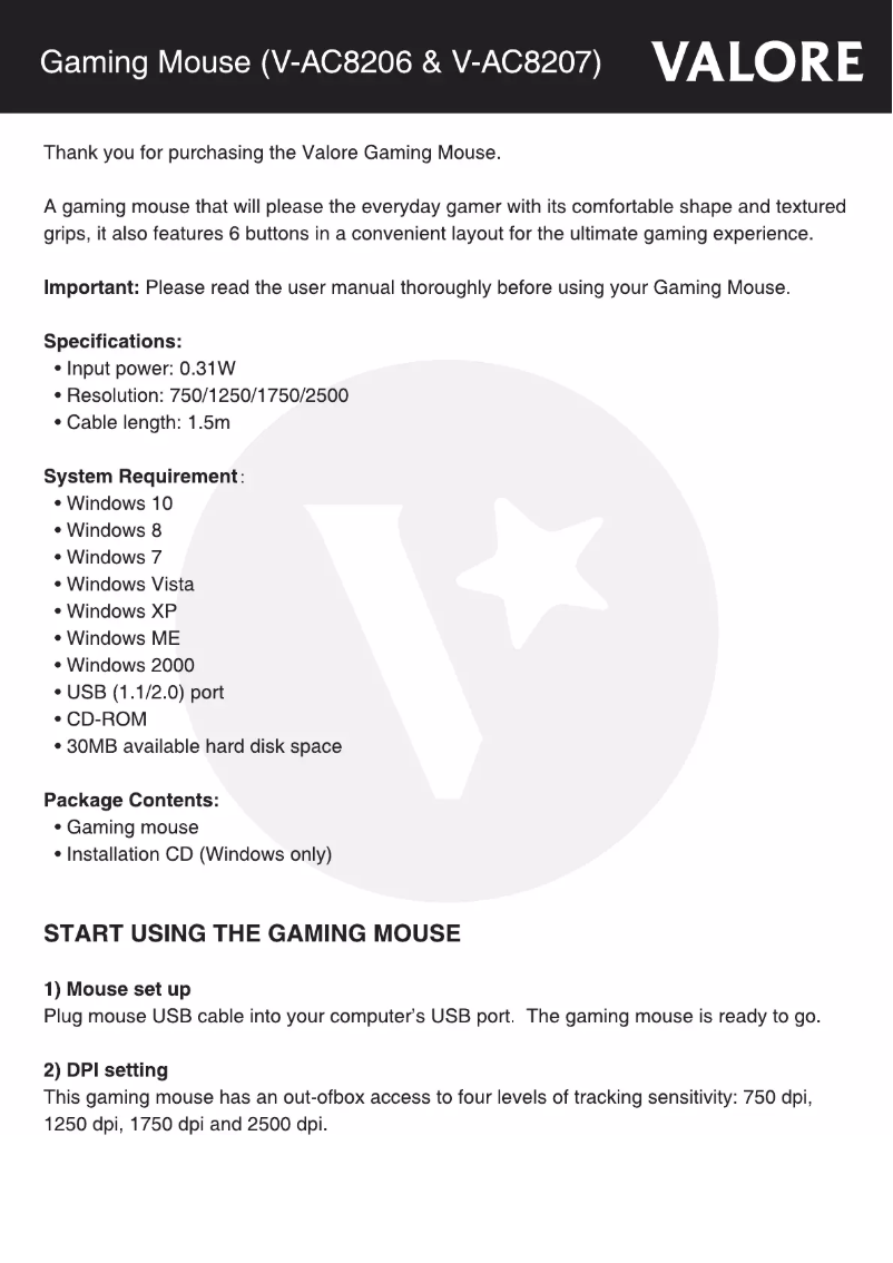 Página 1 del manual Manual de usuario Valore V-AC8207