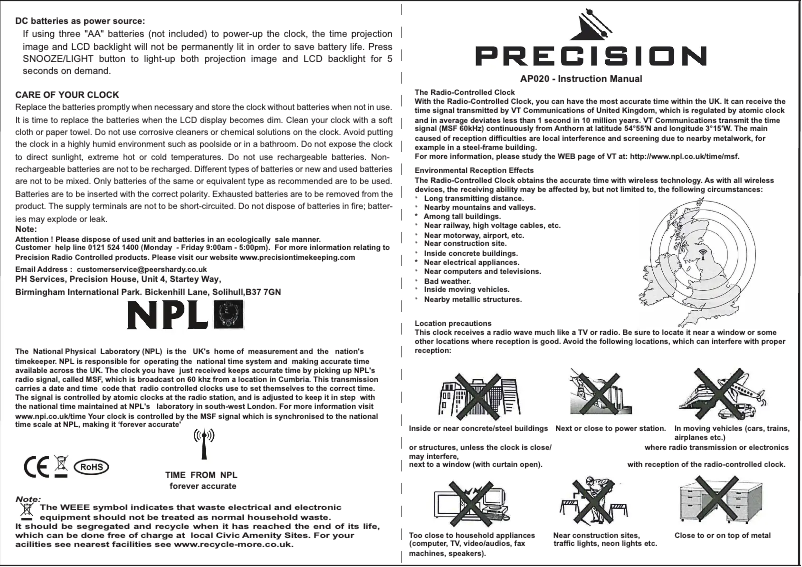 Imagen de la primera página del manual del dispositivo APO36