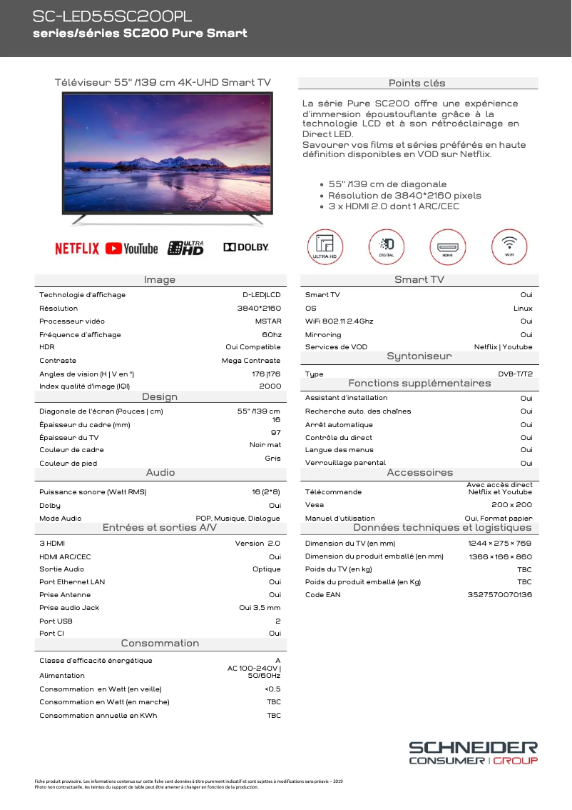 Imagen de la primera página del manual del dispositivo SC-LED55SC200PL