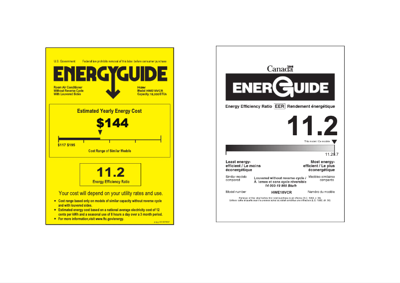 Página 1 del manual Etiqueta energética Haier HWE18VCR