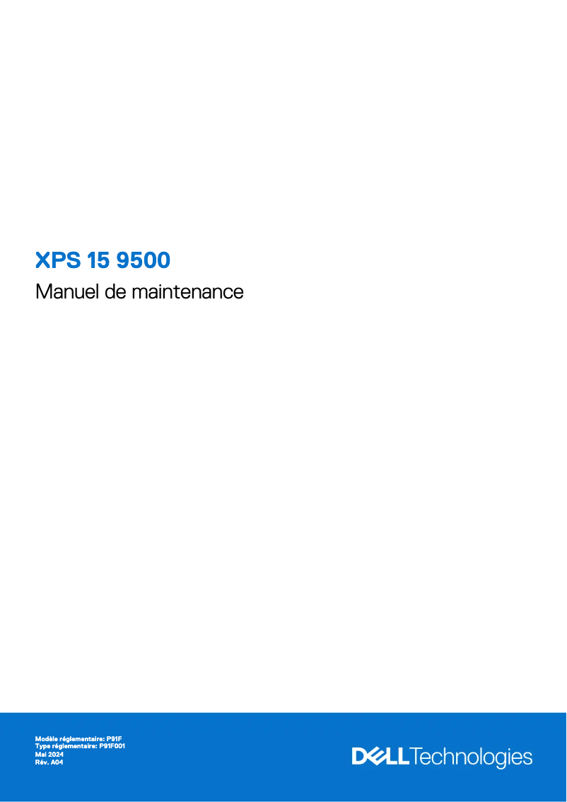 Imagen de la primera página del manual del dispositivo XPS 15 9500