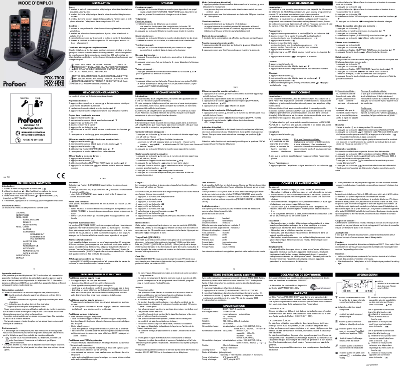 Imagen de la primera página del manual del dispositivo PDX-7920