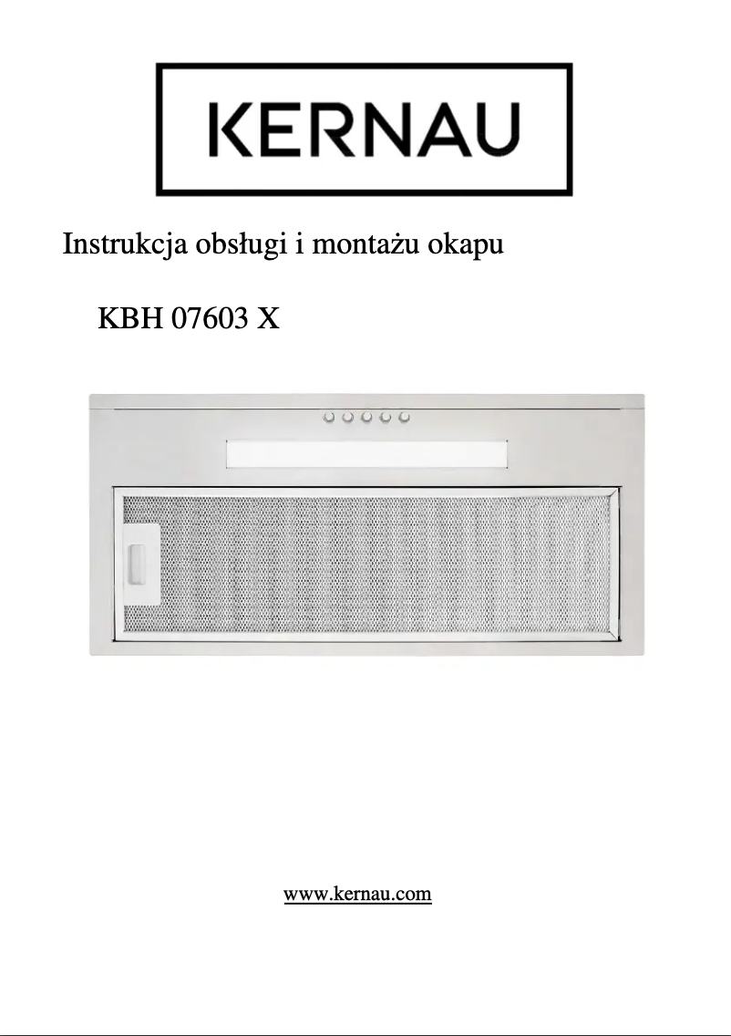 Imagen de la primera página del manual del dispositivo KBH 07603 X