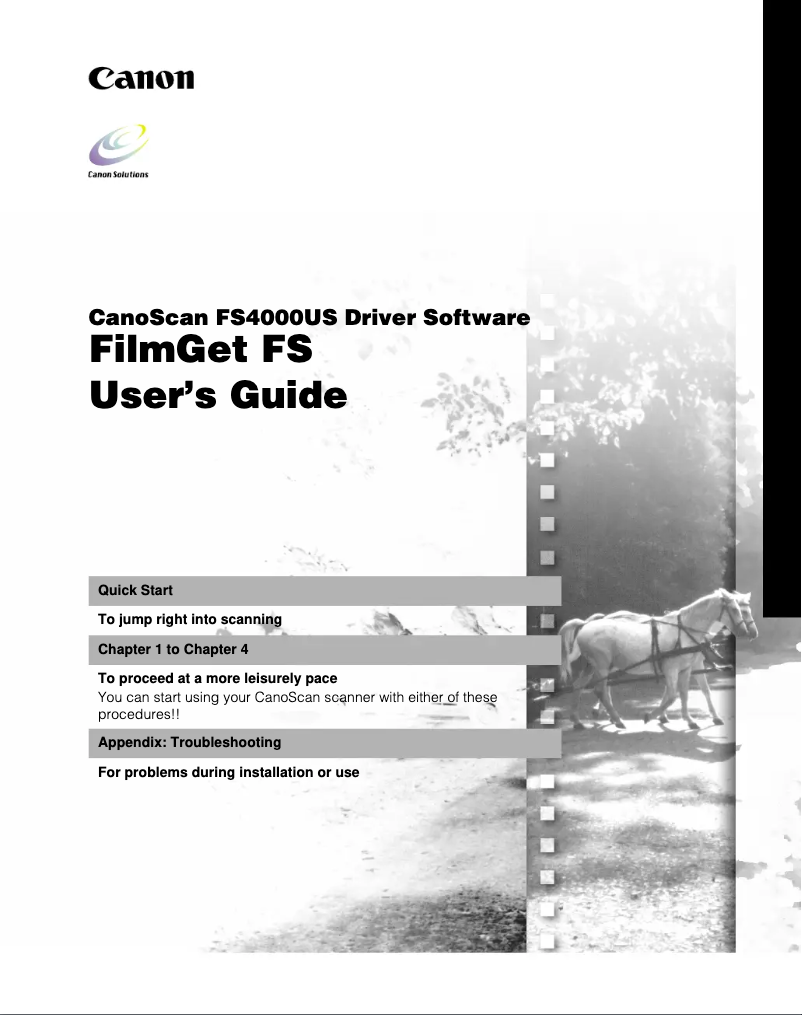 Imagen de la primera página del manual del dispositivo CanoScan FS4000US