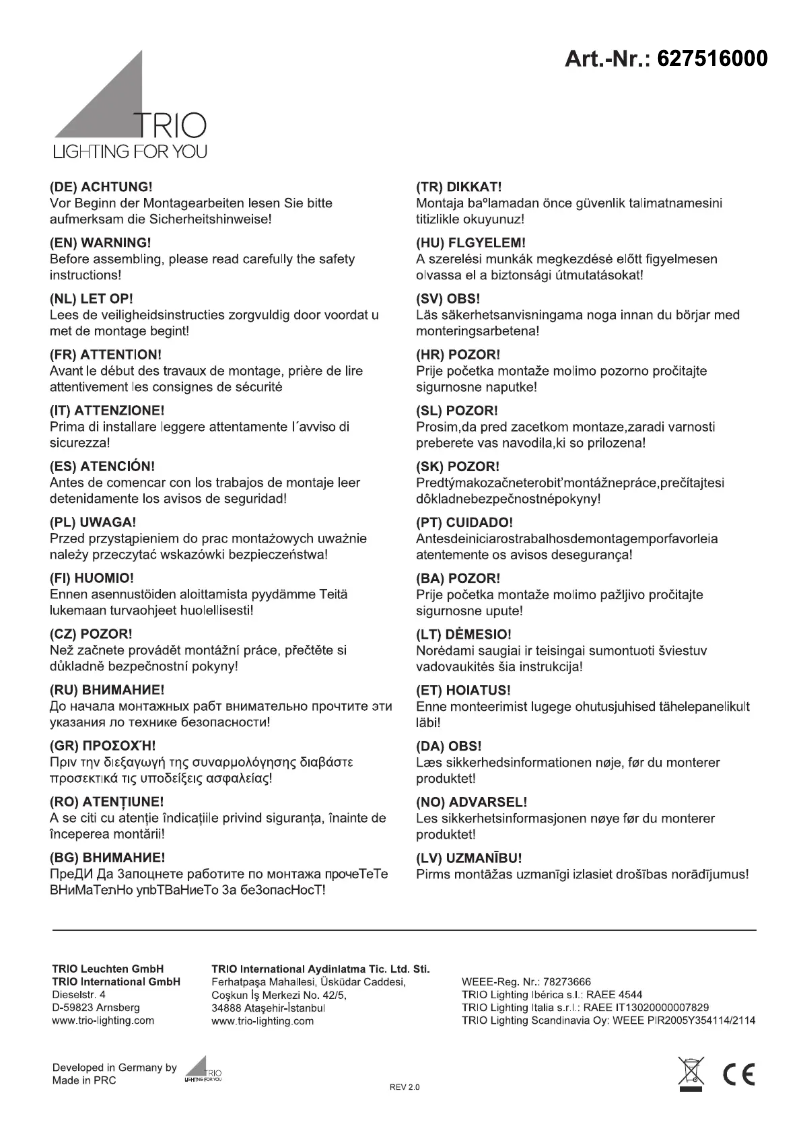 Imagen de la primera página del manual del dispositivo Lunar 627516000