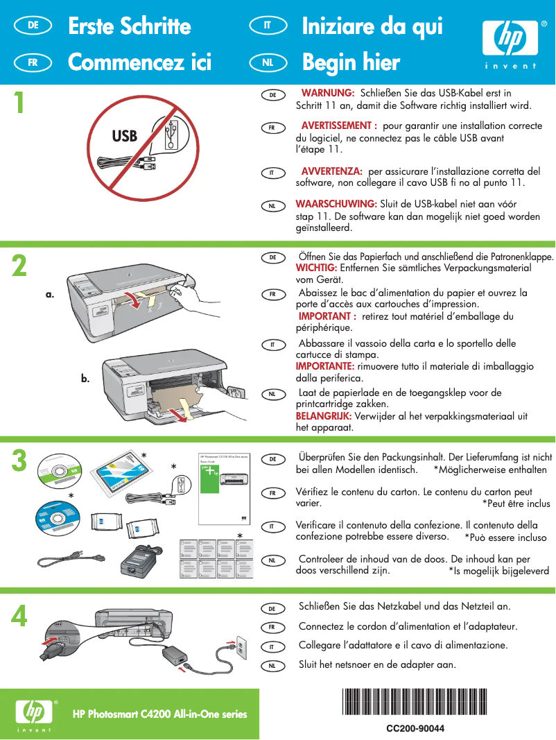 Imagen de la primera página del manual del dispositivo Photosmart C4205