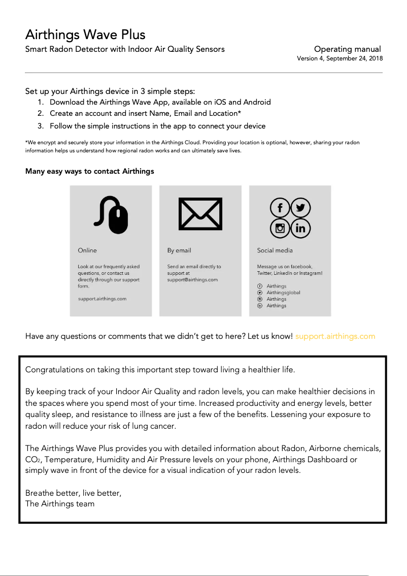 Página 1 del manual Manual de usuario Airthings Wave Plus