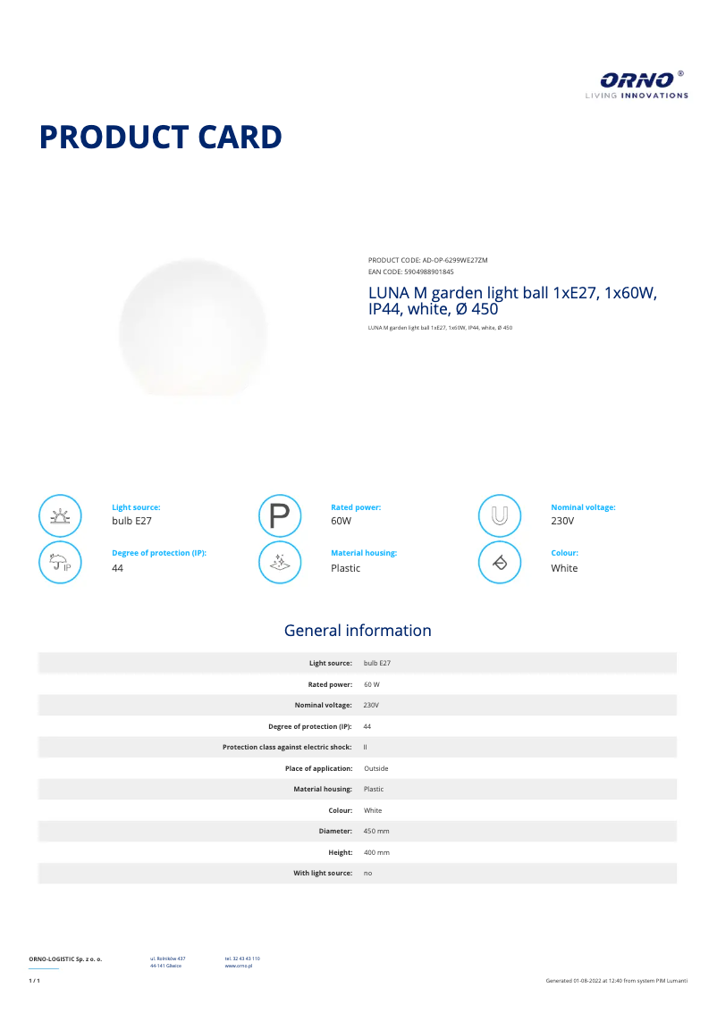 Imagen de la primera página del manual del dispositivo AD-OP-6299WE27ZM
