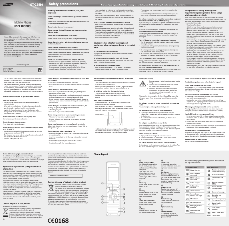 Imagen de la primera página del manual del dispositivo GT-C3560