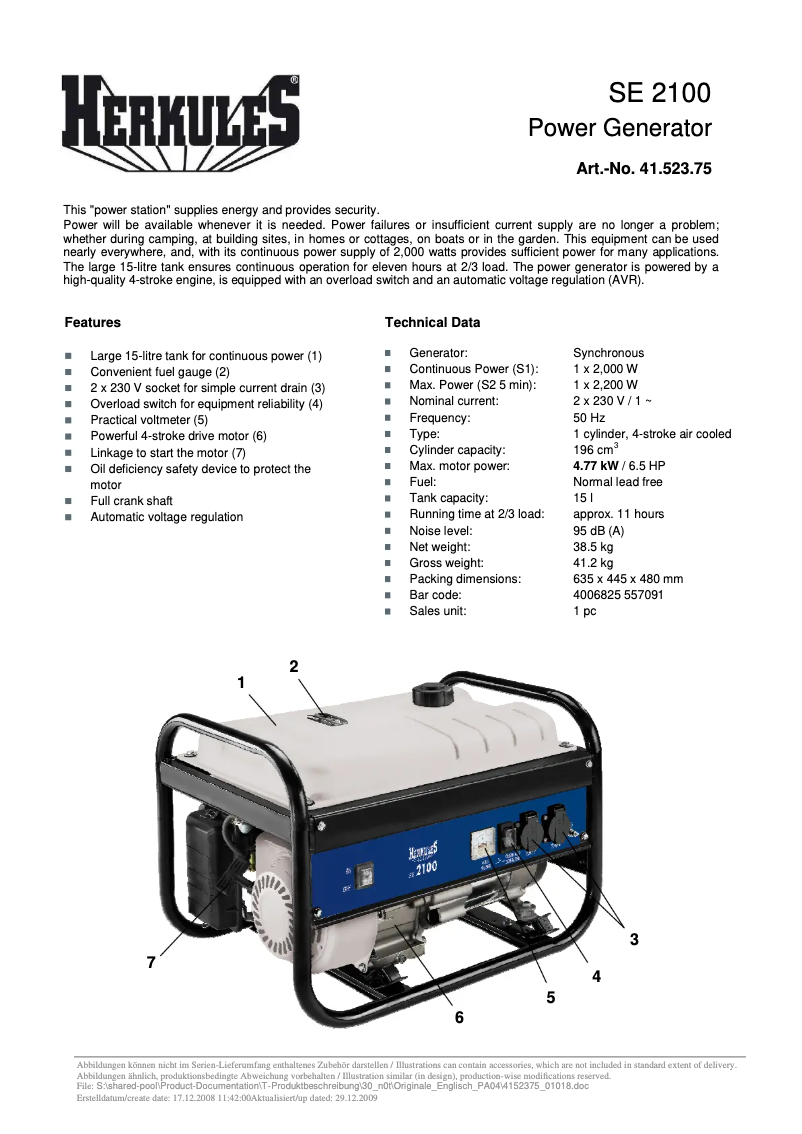 Página 1 del manual Manual de usuario Herkules SE 2100