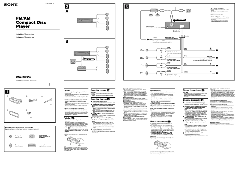 Imagen de la primera página del manual del dispositivo CDX-SW330