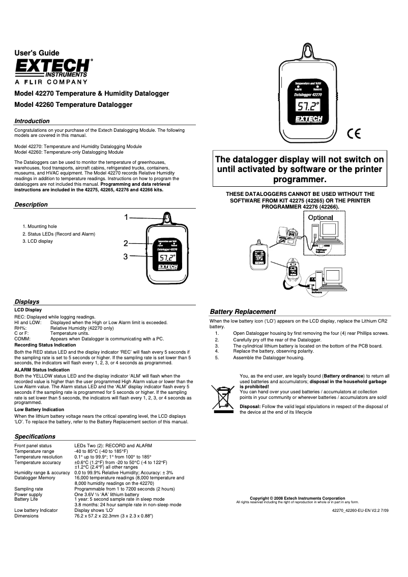 Página 1 del manual Manual de usuario Extech 42270