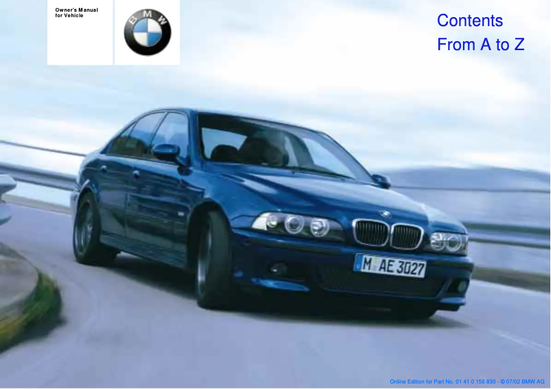 Imagen de la primera página del manual del dispositivo M5 Sedan (2003)