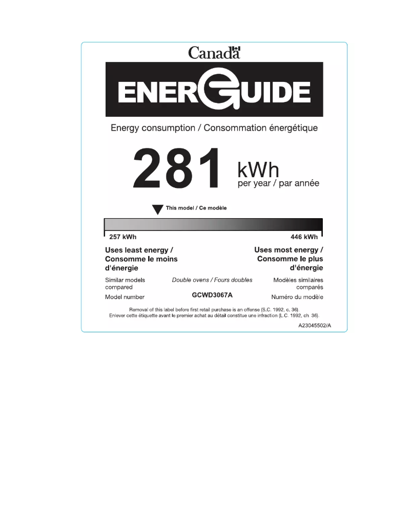 Página nº 1 - Etiqueta energética Frigidaire GCWD3067AF