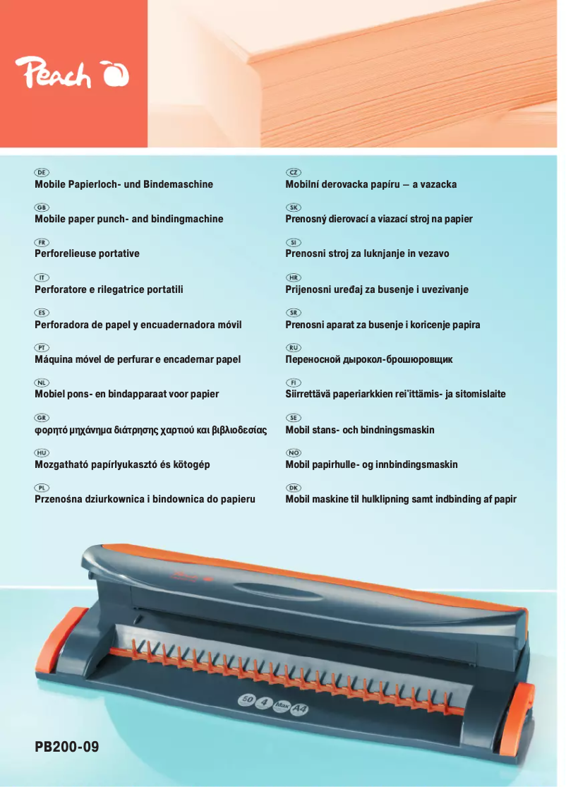 Imagen de la primera página del manual del dispositivo PB200-09