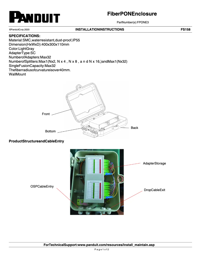 Imagen de la primera página del manual del dispositivo FPONE3