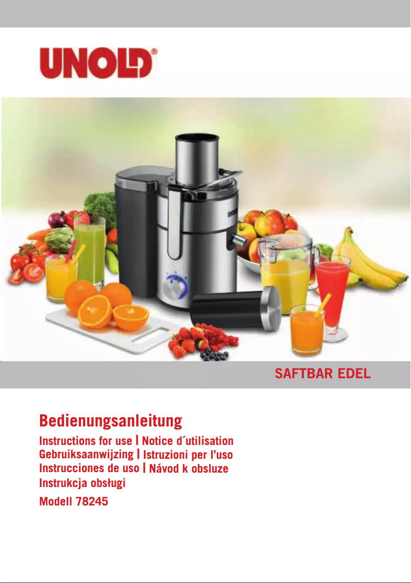 Imagen de la primera página del manual del dispositivo Juice Centre 78245