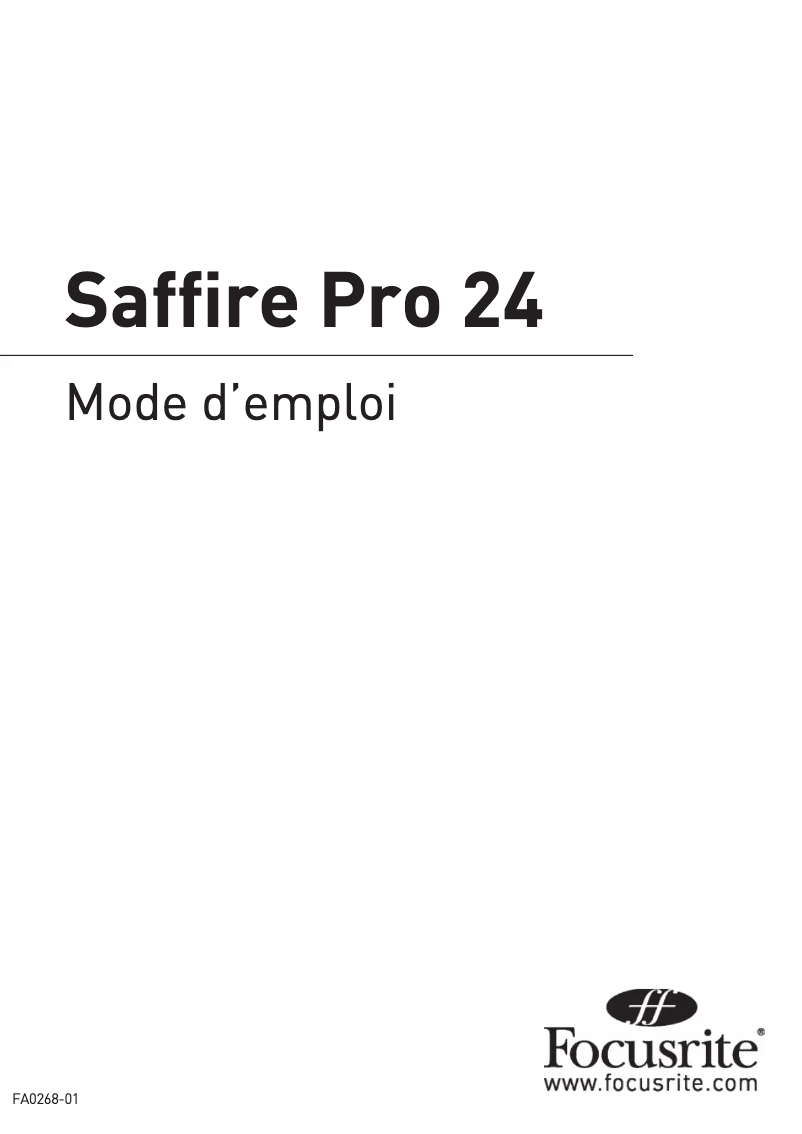 Página 1 del manual Manual de usuario Focusrite Saffire PRO 24