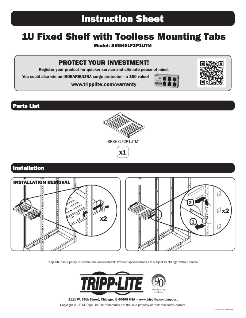 Imagen de la primera página del manual del dispositivo SRSHELF2P1UTM