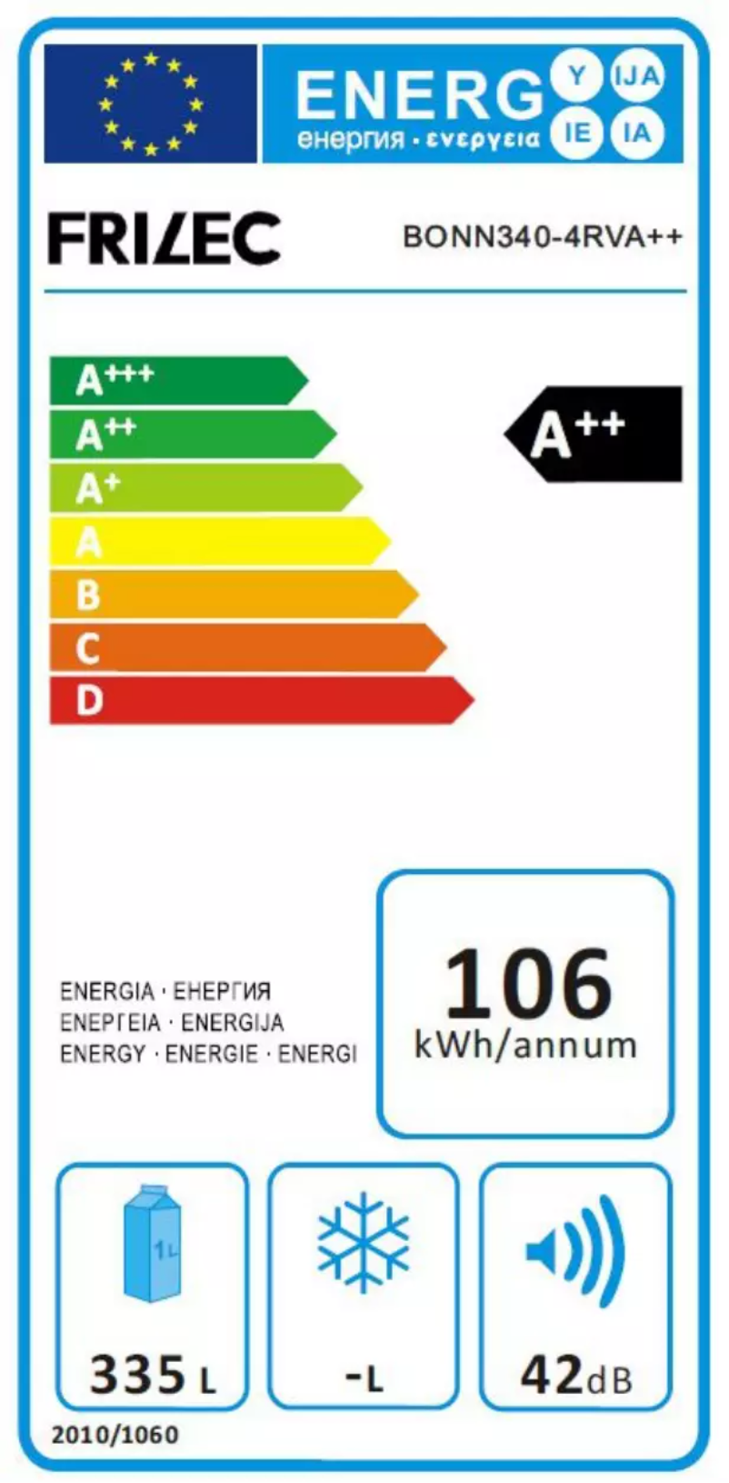 Página 1 del manual Etiqueta energética Frilec BONN340-4.1RVA++
