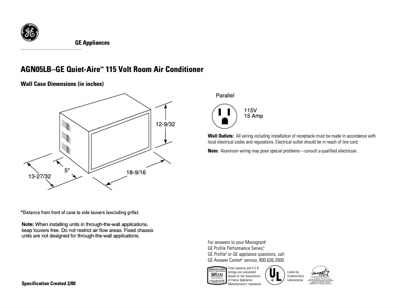 Imagen de la primera página del manual del dispositivo Quiet-Aire AGN05LB
