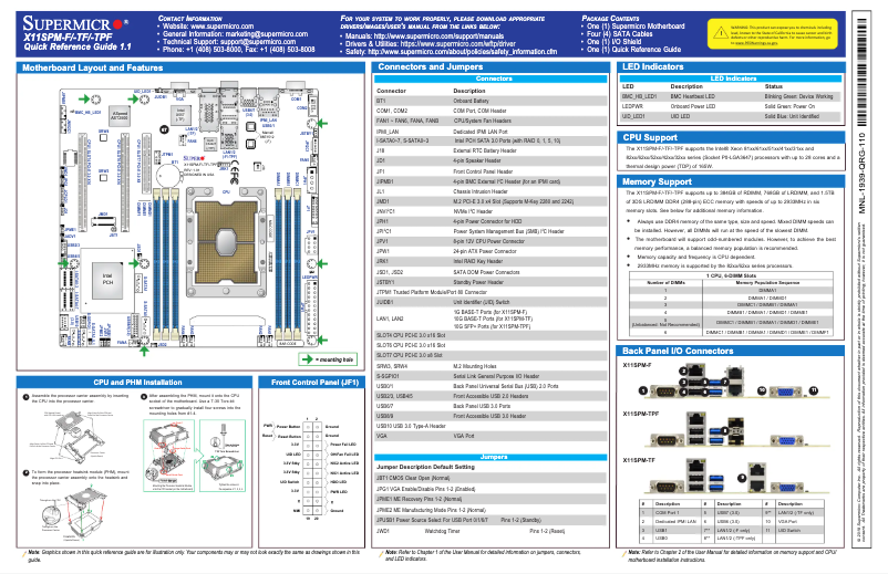 Imagen de la primera página del manual del dispositivo X11SPM-F