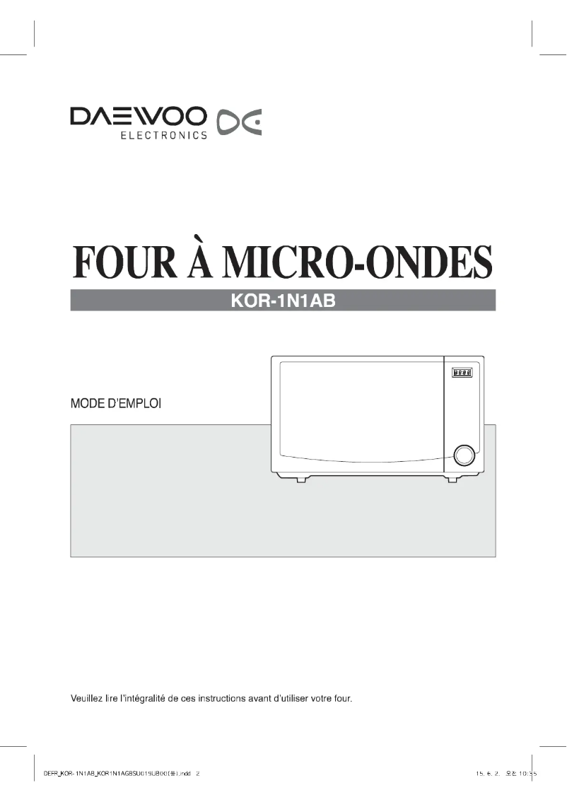 Página 1 del manual Manual de usuario Daewoo KOR-1N1AB