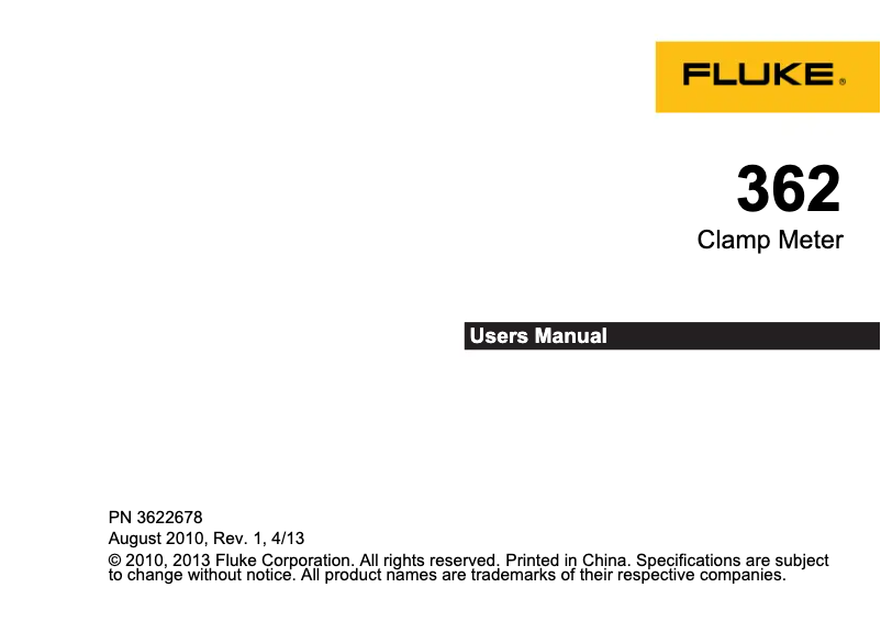 Página nº 1 - Manual de usuario Fluke 362