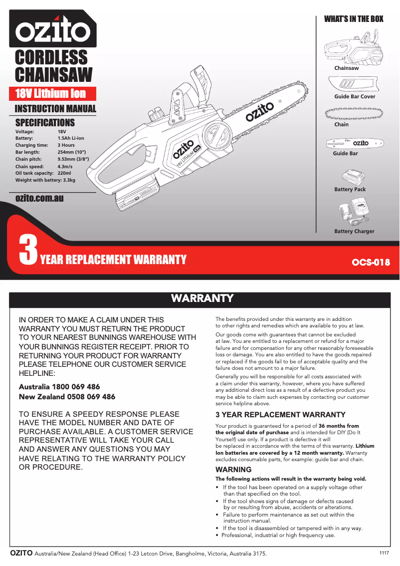 Imagen de la primera página del manual del dispositivo OSC-018