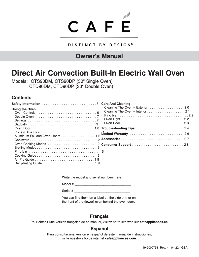 Página 1 del manual Manual de usuario GE CTD90DP3ND1