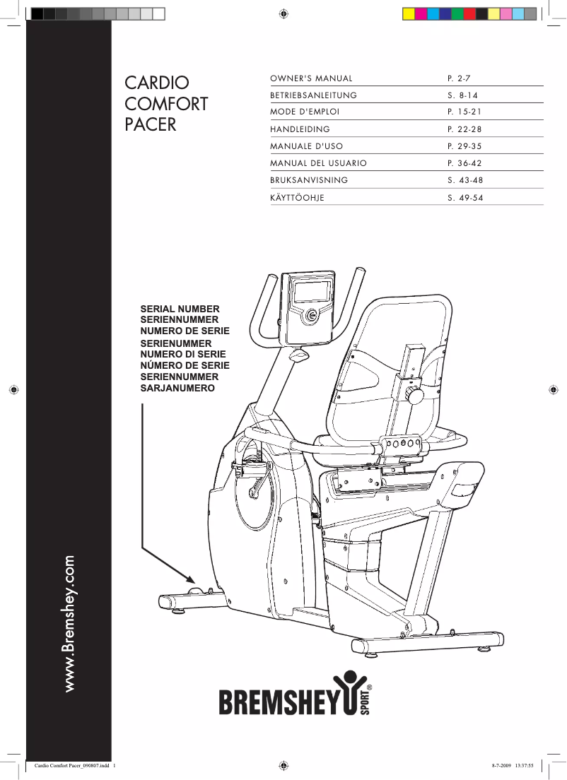 Página 1 del manual Manual de usuario Bremshey Cardio Comfort Pacer