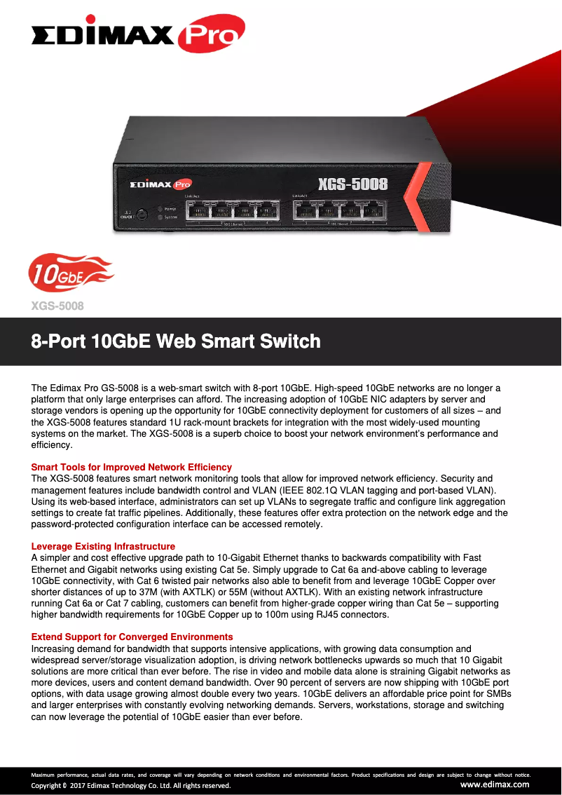 Imagen de la primera página del manual del dispositivo XGS-5008