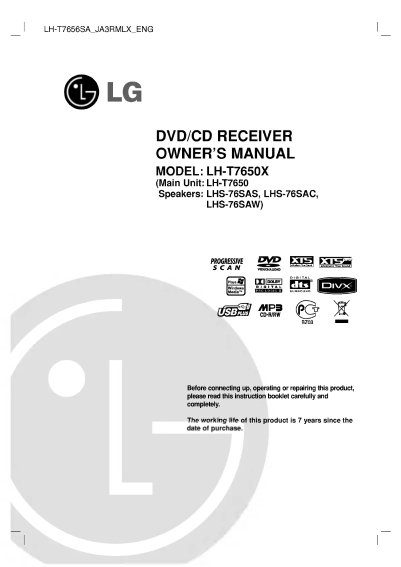 Imagen de la primera página del manual del dispositivo LH-T7652SA