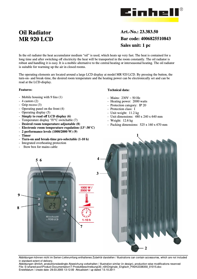 Imagen de la primera página del manual del dispositivo MR 920 LCD