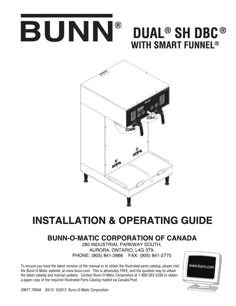 Página 1 del manual Guía de instalación Bunn Dual SH Soft Heat DBC