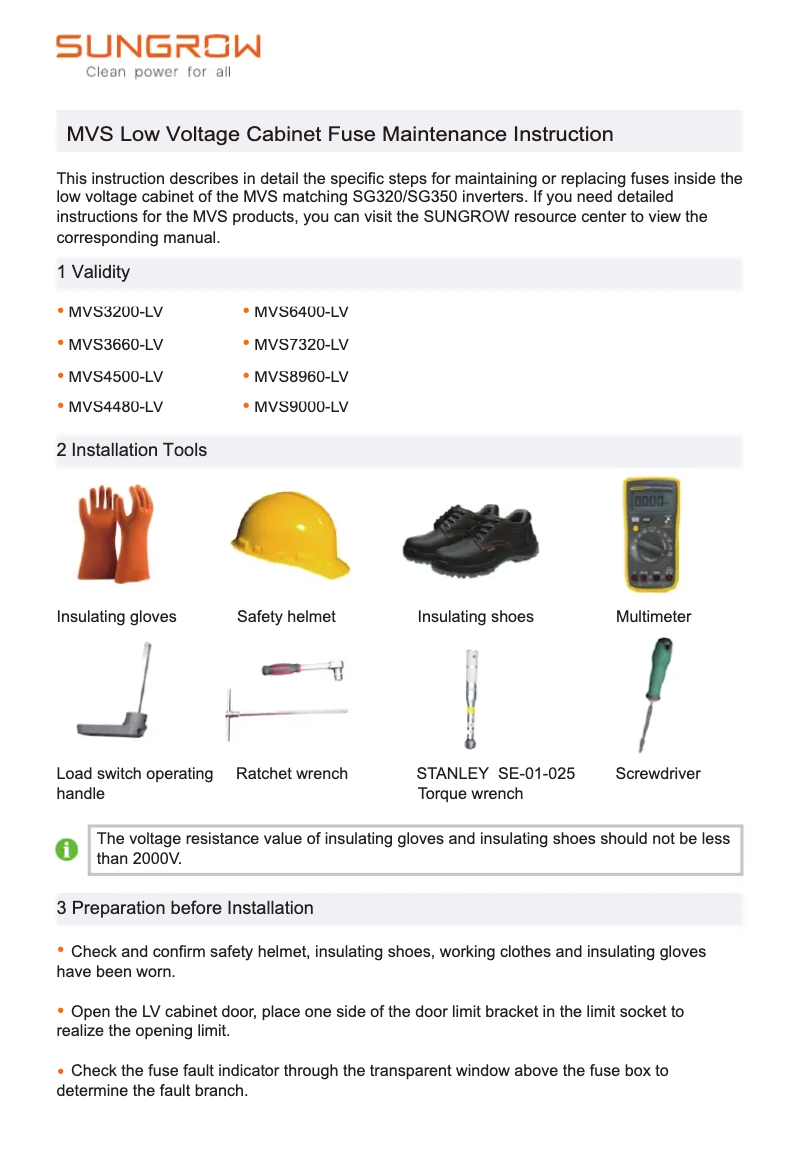Página 1 del manual Manual de usuario Sungrow MVS7320-LV