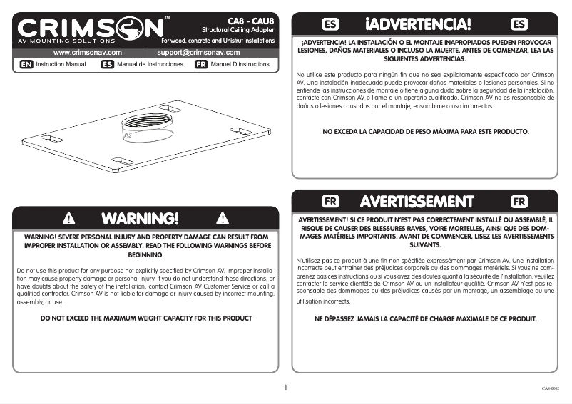 Imagen de la primera página del manual del dispositivo CA8