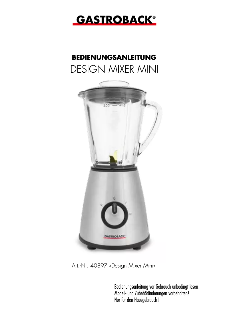 Imagen de la primera página del manual del dispositivo Design Mixer Mini 40897