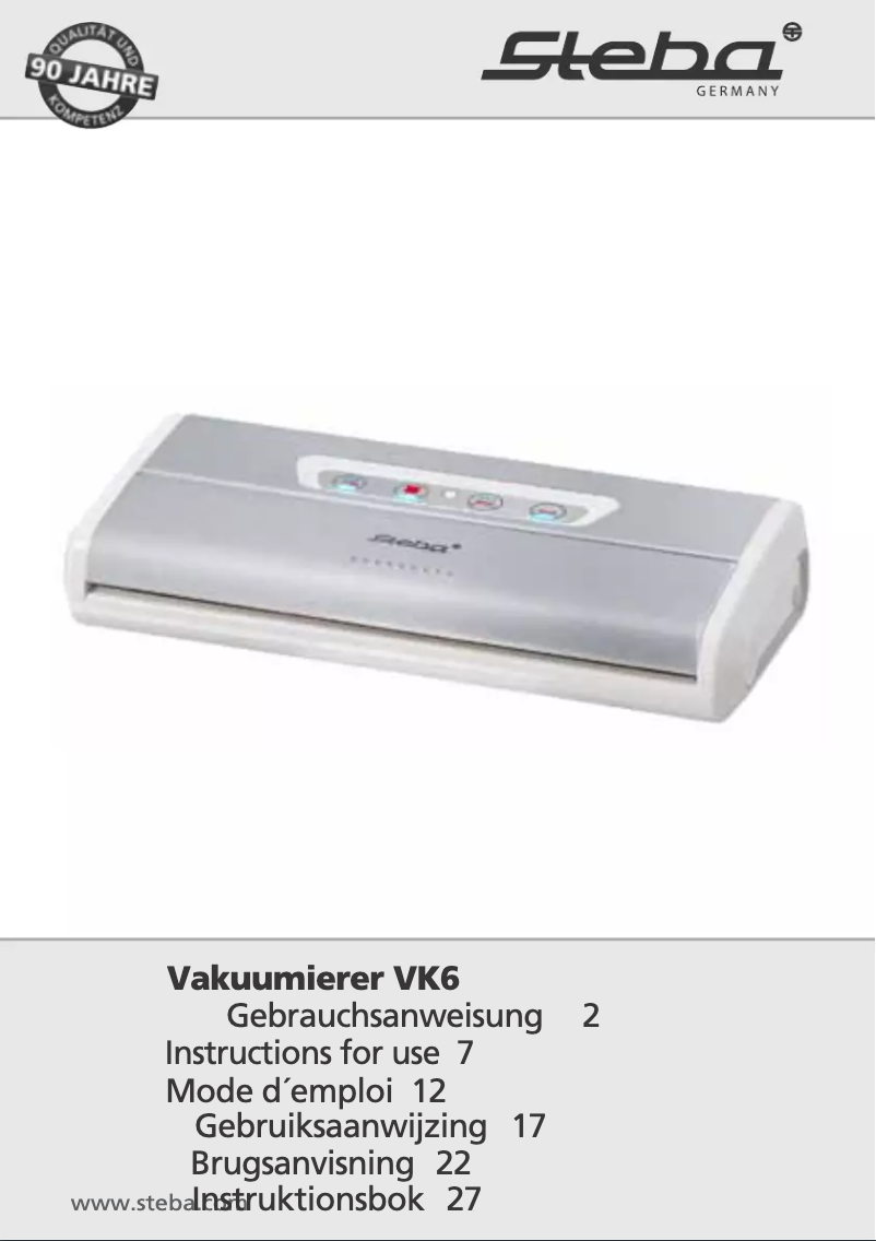 Página 1 del manual Manual de usuario Steba VK6