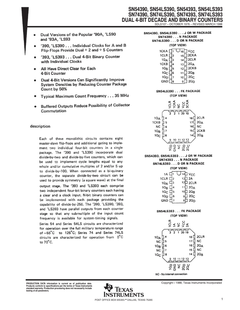 Imagen de la primera página del manual del dispositivo SN74LS390N