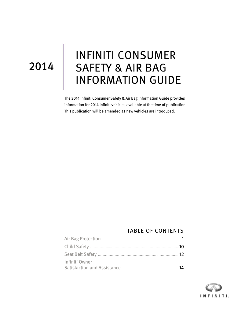 Página nº 1 - Instrucciones de seguridad Infiniti QX80 (2014)