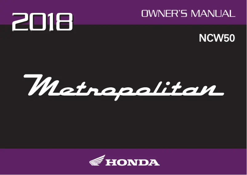 Página nº 1 - Manual de usuario Honda Metropolitan NCW50 (2018)